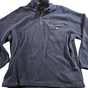 GANT Pullover Mens XL Blue Fleece Quarter Zip‎ Mock Neck Rugger Pocket Outdoor